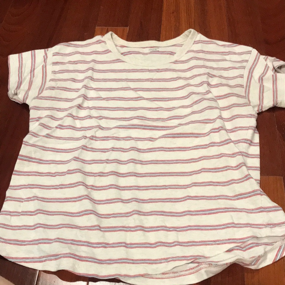 😎 🇺🇸 White & Red Striped Short Sleeve Tee